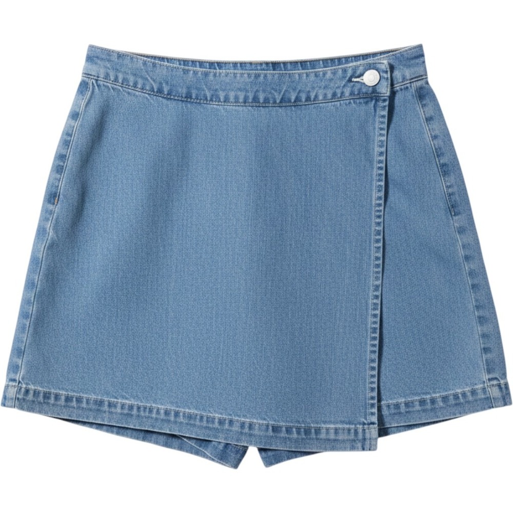 Old Navy Vintage Size 8 Denim Wrap Skort Medium Blue Cotton Mini Skirt Shorts